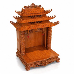 Altar de Madera de Teca Tallado a Mano con Tres Techos, Tradicional y Duradero, para la Sala de Estar, Mueble para el Hogar, para la Prosperidad, con Figuras de Dioses de la Riqueza y de la Tierra - Product Image 6