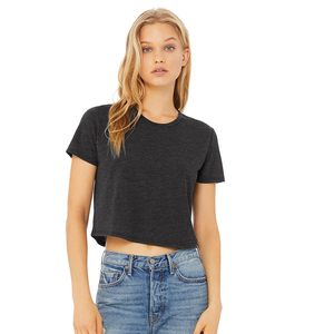 Camiseta Corta Negra para Mujer, Cuello Redondo, Manga Corta, Color Sólido, Informal, Primavera Verano, 100% Algodón Jersey, Tejido Transpirable - Product Image 1
