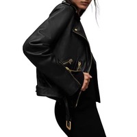 Jaket Kulit Asli Wanita Hitam Berkualitas Tinggi Desain Terbaru dengan Logo Kustom untuk Penggunaan Musim Dingin
