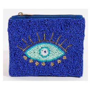 Mini porte-monnaie œil porte-bonheur perlé à la main en tissu de coton avec fermeture éclair, pochette multifonctionnelle pour clés et cartes, cadeau pour femme - Product Image 6