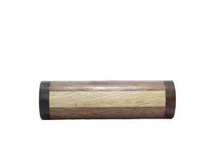 Poignées de meuble en bois d'acacia bicolore faites à la main en forme de T |   Boutons de tiroir décoratifs modernes pour quincaillerie de meubles |   Bois naturel et laiton - Product Image 1