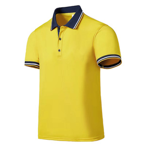 Vêtements pour hommes, polos en tricot de haute qualité pour hommes, col rabattu, couleur jaune, polos de golf tendance, logo personnalisé - Product Image 3