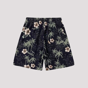 Shorts de bain décontractés personnalisés pour homme, taille élastique, style cargo, imprimé floral par transfert thermique, en coton/polyester - Product Image 1