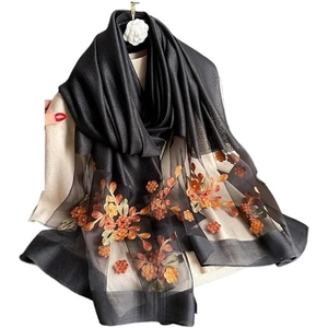 Luxury Women Hijab Shiny <b>Lace</b> <b>Scarf</b> Silk Soft Shawls and Wraps Embroidery Flower Thin <b>Scarves</b> Foulard - Product Image 1