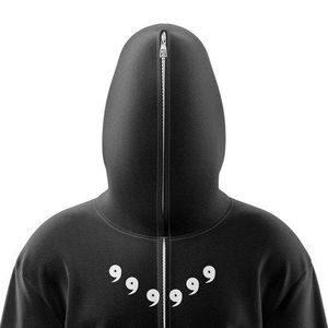 Cagoule unisexe d'hiver à fermeture éclair intégrale, douce et chaude, 100 % coton, avec logo personnalisé brodé, style streetwear, double couche, teinte unie - Product Image 4