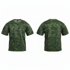 Camiseta de Manga Corta con Estampado de Camuflaje Personalizado, Talla Grande, Hombros Caídos, Ropa Casual para Exteriores, Transpirable, Cuello Redondo, Algodón - Product Image 4