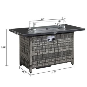 43-Inch Volcanic Stone Black Outdoor Fire <b>Table</b> 50000 BTU Gas <b>Firepit</b> - Product Image 5