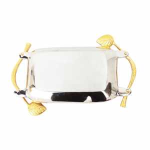 Bandeja Decorativa Rectangular Plateada Ligera y Móvil con Asas de Hoja de Oro, Artesanía Metálica Moderna Abstracta, Impresión Inmediata - Product Image 5