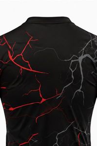 Men's Black Red Lightning Print Short Sleeve <b>Compression</b> Shirt Crew Neck Moisture Wicking Fitted Polyester Sport Top - Product Image 5