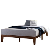Cadre de lit moderne en bois massif d'acacia, taille personnalisée, optimisé pour l'expédition en emballage plat