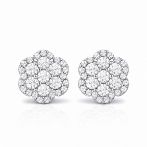 Venta al por mayor de pendientes de oro macizo de 10K con diseño floral brillante y diamantes cultivados en laboratorio, con cierre de rosca, ideales como regalo de aniversario de bodas. - Product Image 6
