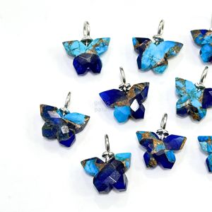 Colgante de Mariposa de Turquesa Azul Mohave AAA Lapis Blue, Plata 925, Gema de Turquesa Azul Tallada a Mano - Product Image 5
