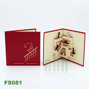 Cartes de vœux 3D personnalisées 'Chats sur les escaliers Amitié' Design fait main au Vietnam Papier de haute qualité ANN HANDICRAFT FS081 - Product Image 2