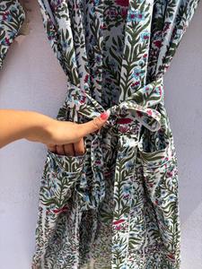 Bata Kimono Floral de Algodón para Mujer, Hecha a Mano con Estampado de Bloques, Bata de Baño, Vestido de Dama de Honor, Ropa de Dormir de Verano - Product Image 3
