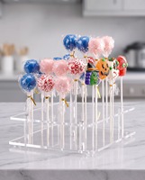 Support de présentation carré transparent en acrylique étanche pour sucettes avec impression et plusieurs trous pour fêtes, événements et utilisation sur bureau