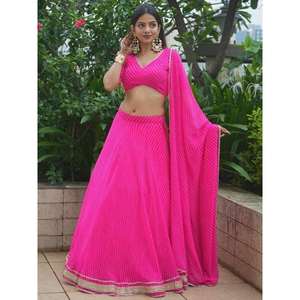 Belle rose Lahariya impression Georgette Sangeet porter Lehenga Choli pour les décorations de fête - Product Image 2