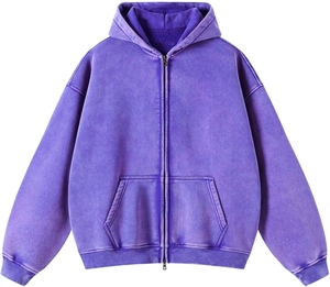 Sweat à capuche zippé pour femme grande taille 100% coton lavé, haute qualité, respirant, décontracté, vêtement d'extérieur d'hiver pour femme, logo personnalisé - Product Image 3