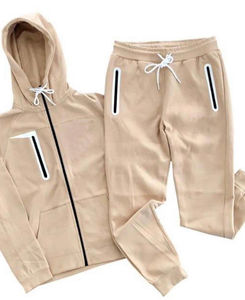Front Zipper Cotton Fleece Jogger Suit Breathable Casual Long Sleeve Activewear Hooded Tracksuit <b>Set</b> - Product Image 1