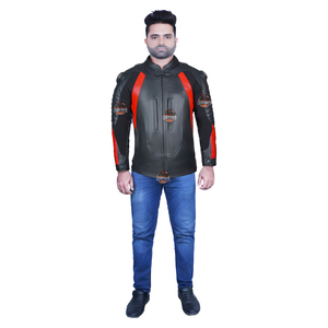 เสื้อแจ็คเก็ตมอเตอร์ไซค์หนังสีดำแดง LAZIB MOTO รุ่น Unisex แขนยาว ระบายอากาศได้ดี สำหรับนักขี่มอเตอร์ไซค์ แข่งรถ ทนต่อการเสียดสี น้ำหนัก 220 กรัม เหมาะกับทุกฤดู - Product Image 4