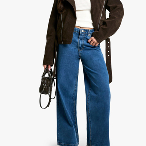 High Waist Womens Wide Leg <b>Denim</b> Jeans Blue Loose Straight Pants Streetwear Vintage <b>Stretch</b> Trousers For Daily Use - Product Image 4
