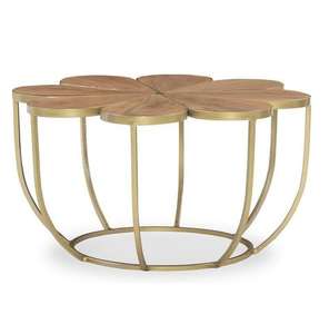 Nouvelle table basse ronde décorative moderne noire avec plateau en bois et structure en métal pour salon - Product Image 2