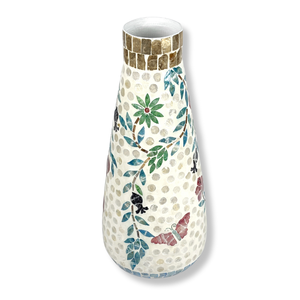 Jarrón con incrustaciones de Capiz de bambú hecho a mano con patrón Floral de mariposa, decoración de concha de mosaico cónico de cerámica para el hogar, mesas, bodas - Product Image 2