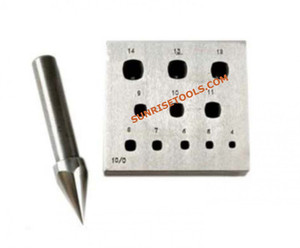 Stainless Steel Tapered <b>Engraving</b> <b>Tool</b> with 11-Hole Bezel Block and Bowed Edges for Jewelry Making DIY - Product Image 2