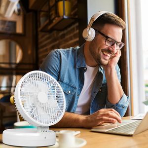 Quiet 90-Degree Foldable <b>Table</b> Fan 4 Wind Speeds Type-C Rechargeable <b>Wall</b>-<b>Mounted</b> Portable Desktop Fan Wearable Design - Product Image 3
