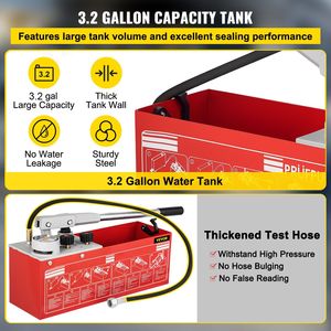 3.2 gallone serbatoio manuale pressione acqua Tester Kit 60 Bar/860 Psi prova idrostatica pompa idraulica tre unità Gauge R 1/2" - Product Image 6