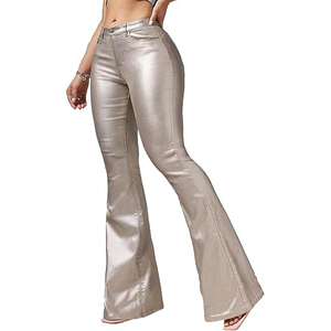 Pantalones Casuales de Mujer, Cintura Alta, Corte Recto, Elásticos, de Cuero Genuino/Cuero PU, Ecológicos, Resistentes al Viento y Transpirables - Product Image 4