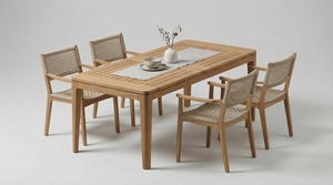 ชุดโต๊ะอาหารไม้สไตล์สแกนดิเนเวียนแบบพกพา Bale Living Modern พร้อมเก้าอี้ 4 ตัว ดีไซน์ทรงสี่เหลี่ยมผืนผ้า เฟอร์นิเจอร์สำหรับบ้าน - Product Image 4