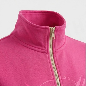 Women's Pink Fleece 2 Piece <b>Tracksuit</b> Set Full Sleeve Zipper Casual Sportswear Regular Fit All Seasons Solid Color Jogger Pants - Product Image 5
