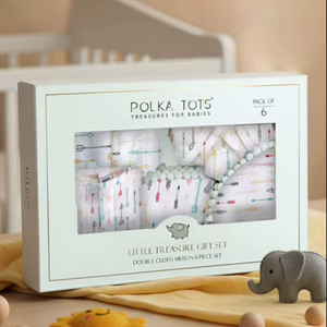 Set de Regalo Polka Tots Little Treasure de 6 Piezas, Artículos Esenciales para Recién Nacidos de Muselina Doble con Estampados de Flamencos Rosas para Bebés Niñas - Product Image 1