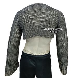 Camisa de malla de acero dulce hecha a mano, de manga larga, con anillos planos remachados, armadura de caballero, para cosplay, Halloween, Año Nuevo - Product Image 3