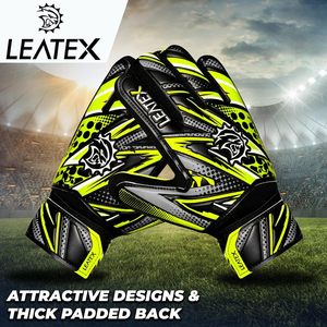 Gants de gardien de but en PVC Leatex, à doigts entiers, antidérapants, respirants, avec sangle de poignet réglable pour l'entraînement sportif - Product Image 6