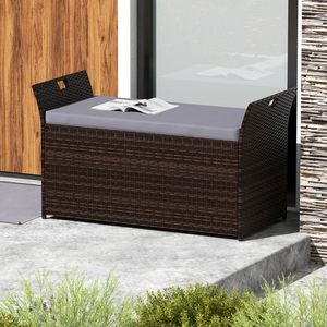 Panca da Esterno con Rattan PE Intrecciato a Mano e Maniglie Laterali, Elegante Seduta per Esterni - Product Image 2