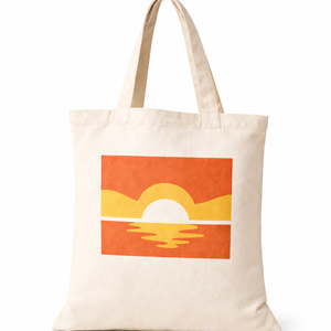 Eco Friendly Fashion Cotton Canvas Tote Bag with Sunset Print Three-Color Reusable Grocery Shopping Carry Bag - Product Image 1