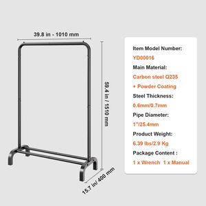 Appendiabiti Robusto per Camera da Letto/Ospiti con Asta Appendiabiti e Vano Portaoggetti Inferiore - Organizzatore di Vestiti - Product Image 6