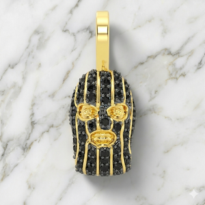 Masque de ski unisexe personnalisé en or massif 10K rhodié avec diamants naturels noirs, style hip-hop tendance, massif et glacé, pièce maîtresse de style - Product Image 2