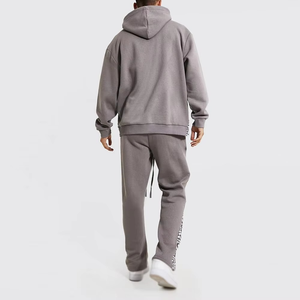 Conjunto de chándal de forro polar personalizado, extragrande, con puños y cintura acanalados, de peso pesado, con sudadera con capucha y pantalones de chándal de pierna ancha, en blanco para fabricantes al por mayor - Product Image 6