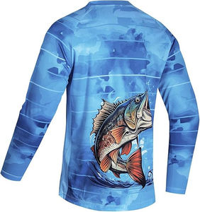 Camisa de Pesca de Manga Larga para Hombre, Diseño de Impresión por Sublimación Azul, UPF 50, Ropa de Protección Anti-UV - Product Image 3