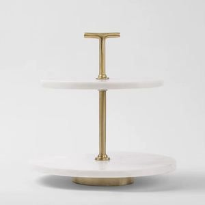 2 Tier Marble <b>Cake</b> <b>Stand</b> For Cupcakes Pastry And Dessert Serving Display For Party Event And Home Table Decoration - Product Image 1