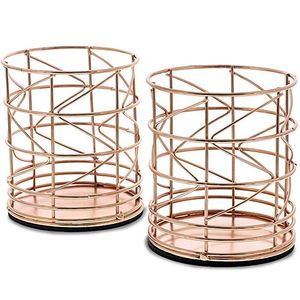 Best Selling Iron Round Metal <b>Wire</b> Mesh Pen Pot Pencil <b>Brush</b> Holder Desk Organizer Gold Highest Quality Pen Holder - Product Image 4