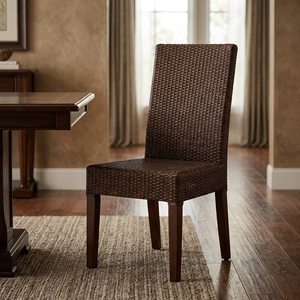 New Modern Minimalist Dark <b>Brown</b> Woven Rattan <b>Dining</b> <b>Chair</b> Wood Eco-Friendly Kitchen Restaurant Seating Furniture Accent Armchai - Product Image 4