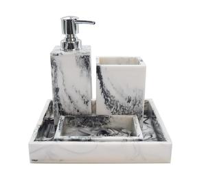 Juego de Baño de Resina Epoxi de Excelente Calidad, 4 Piezas, Dispensador de Jabón, Portacepillos de Dientes, Bandeja para Artículos de Baño, a un Precio Accesible - Product Image 1