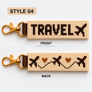 Checkered Travel Airplane Beaded Keychain Reversible Checkerboard Beaded Wristlet Wholesale Custom Vacation Weekender Tote Tag - Product Image 5