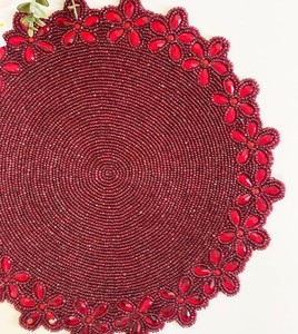 Contemporary Embroidery Seed Beadwork Table Mat For Event Home Festive Dining Coffee <b>Placemat</b> Handmade Home Decor Artistic Piece - Product Image 6
