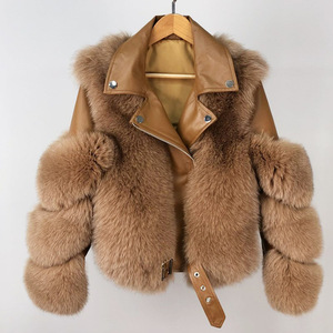 Veste d'hiver chaude et élégante pour femmes, avec col en fourrure de renard véritable, coupe ample, pour petites personnes, manteau court tendance - Product Image 4