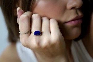 Solid 18K Gold Plated Natural Lapis Faceted Cut Gemstone 925 Sterling <b>Silver</b> <b>Solitaire</b> <b>Rings</b> Fine Jewelry For Women's Party Wear - Product Image 5
