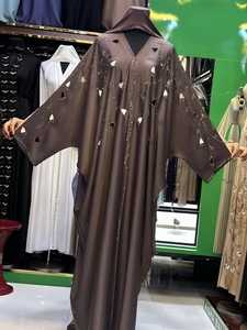 New2026 Selling Abaya Modest Dubai Beaded Sequined <b>Long</b> Sleeve Abaya Muslim Traditional Handmade Wedding Women Breathable V Neck - Product Image 2